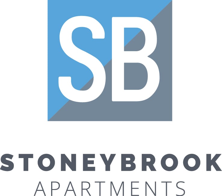 The image is a logo for Stoneybrook Apartments.